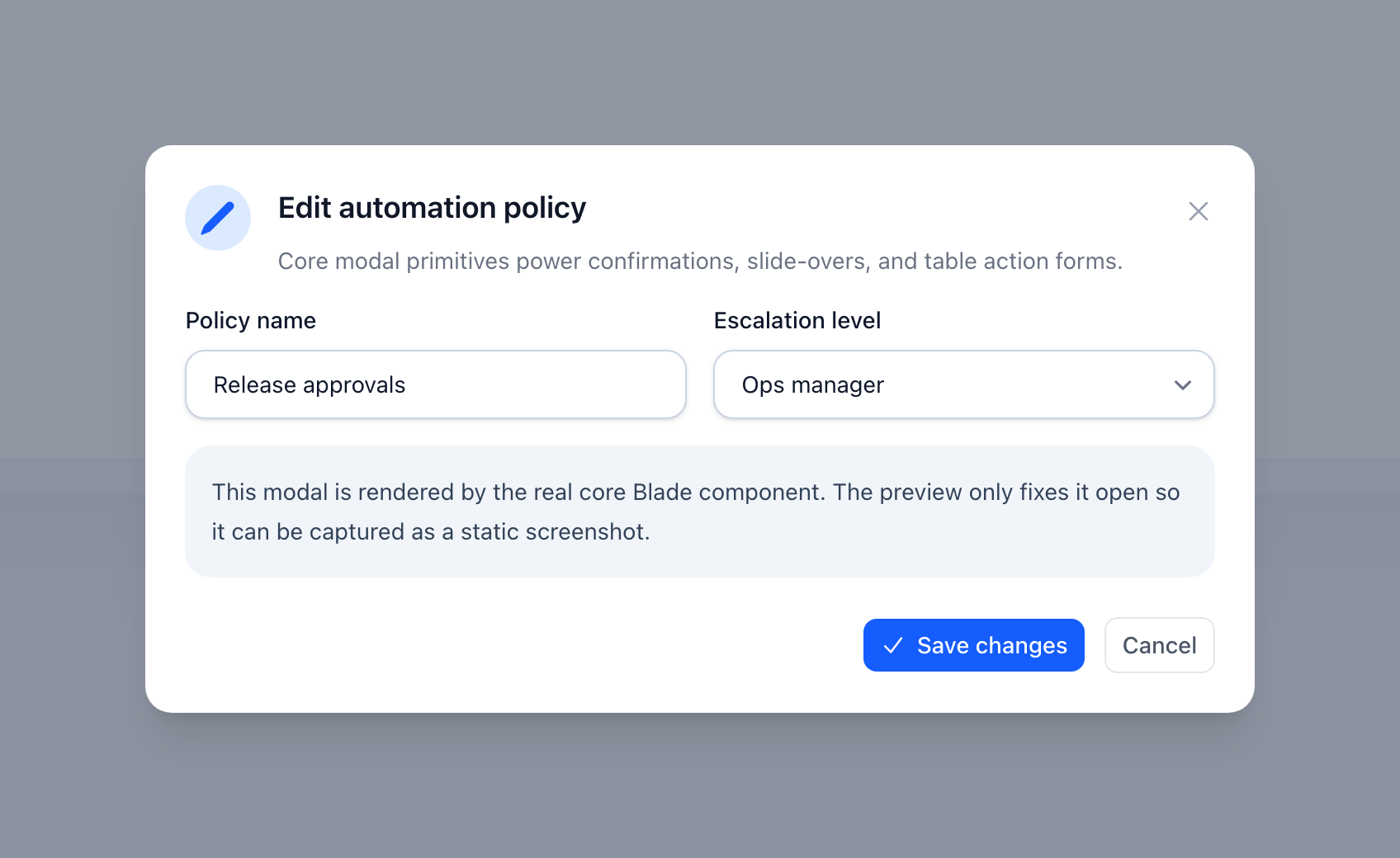 Core Modal preview