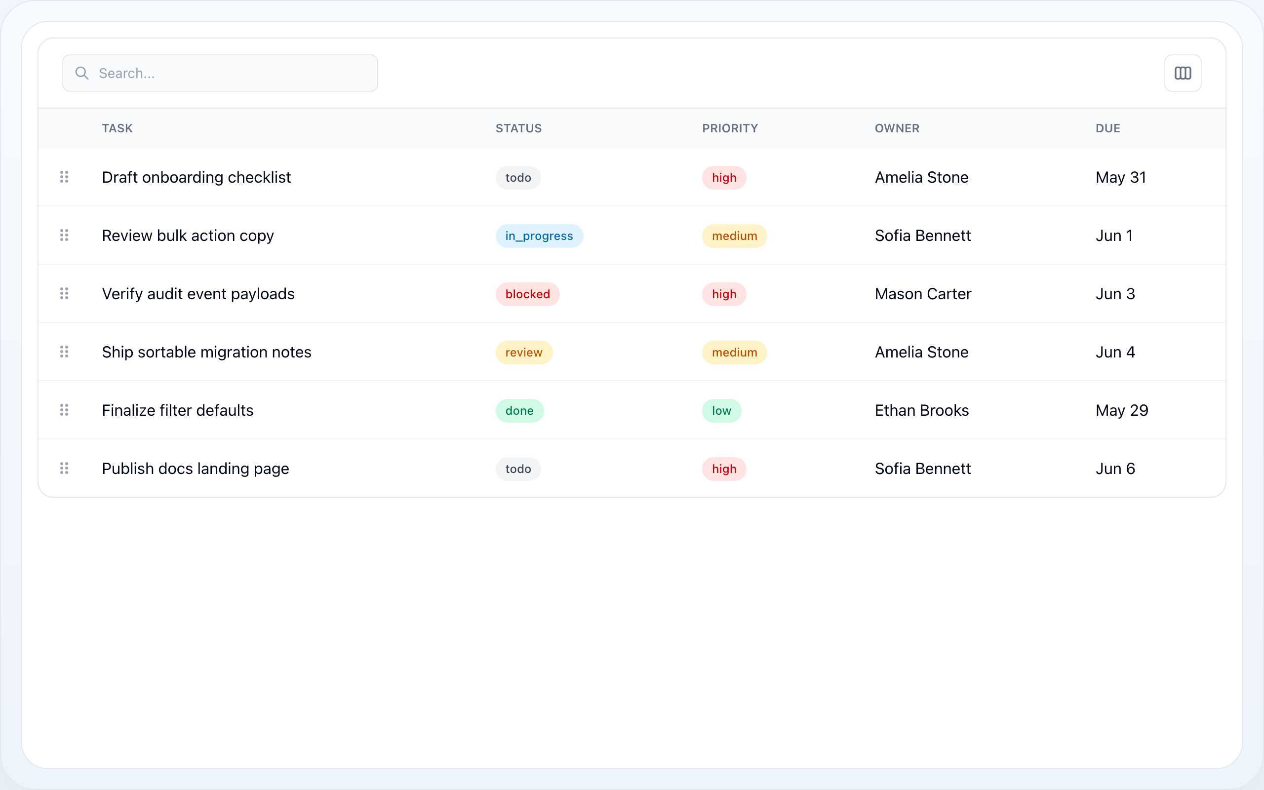 Wire Sortable preview