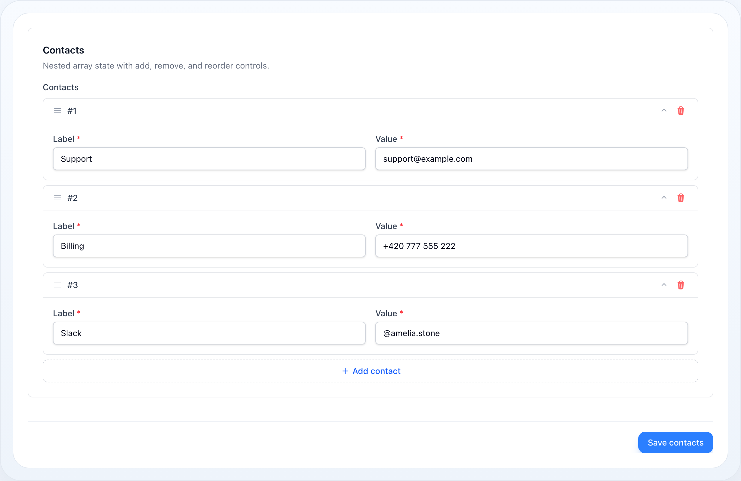 Forms Repeater preview