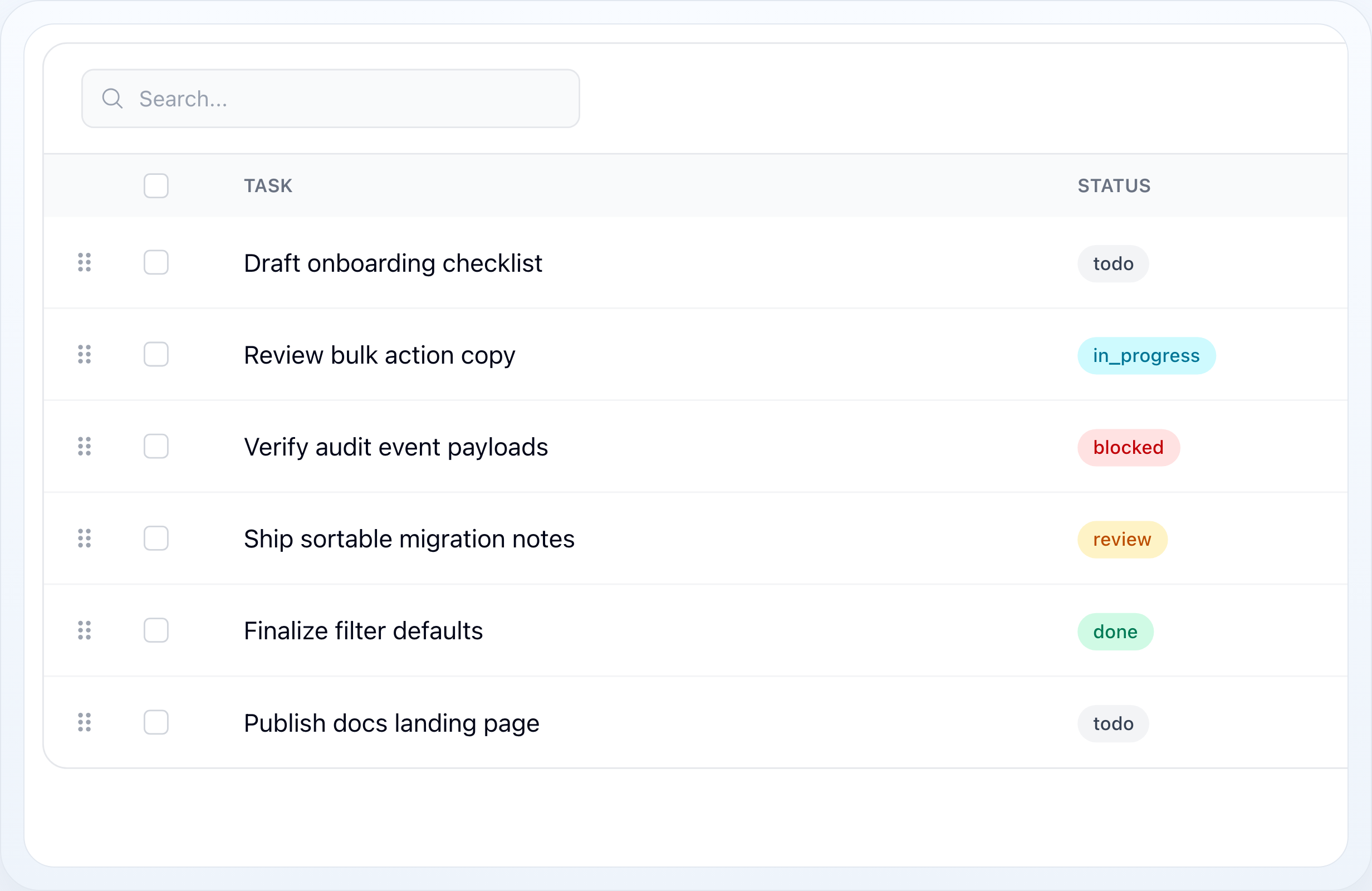 Sortable Detail preview